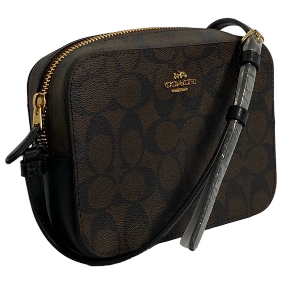 Coach Signature Canvas Mini Camera Bag for Women, Black/Brown - Picture 7 of 11